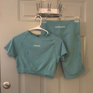 Alphalete two piece crop top and biker shorts